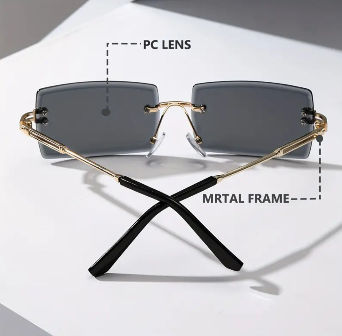 Rimless rectangle frame eyeglasses