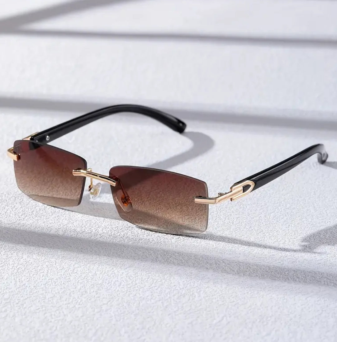 Rimless rectangular sunglasses