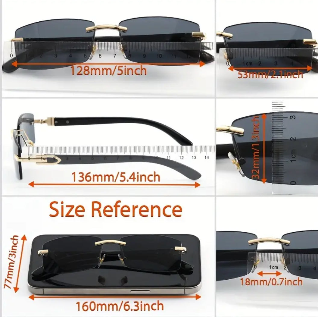 Rimless rectangular sunglasses